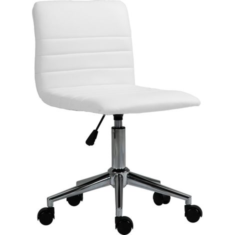 Svita – Chaise de bureau enfant pivotante en similicuir blanc – Hauteur réglable 45-57 cm – Roulettes caoutchouc dur pour sol – Dimensions 37,5 x 40 x 74-86 cm