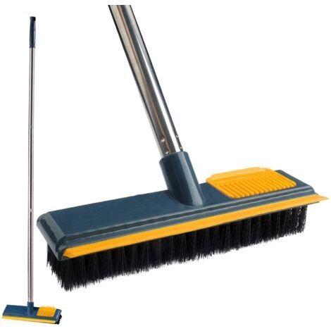 Longue brosse à récurer avec manche long réglable, raclette et poils 2 en 1 pour nettoyer les salles de bains, les carreaux, les garages, les murs et les piscines (vert) (1/5)