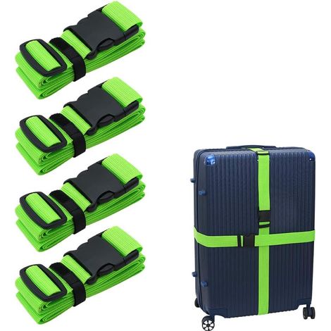 Gepäckgurte, TSA-zugelassene Koffergurte – verstellbar mit Schnellverschlussschnalle und organisiertem Gürtel, Reisezubehör – Grün, 4er-Pack – RAPANDA