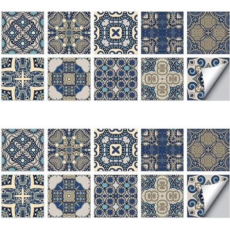 20 unidades, Adhesivos azulejos, Adhesivos azulejos, Adhesivos vintage azulejos Adhesivos azulejos, Adhesivos autoadhesivos azulejos, 20 x 20 cm (1/5)