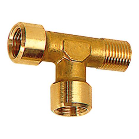 Riegler T-Stück, innen/innen/außen, G/R 1/8, SW 10, Messing blank (1/2)