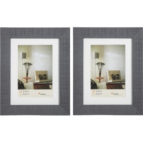 Lot de 2 cadres photos en bois - Walther Home - 18 x 24 cm - Gris foncé - Livraison gratuite (1/2)
