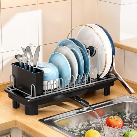 Irovami Égouttoir vaisselle inox – compact, 360°, porte-couverts (1/5)