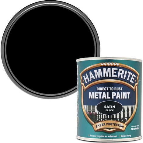 Hammerite Satin Finish Direct-to-Rust Metal Paint - 750ml Black (1/3)