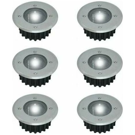 Lot de 6 spots LED solaires encastrables ronds 85mm – Acier inoxydable – Résistant aux intempéries – Autonomie 8h – Éclairage extérieur (1/5)