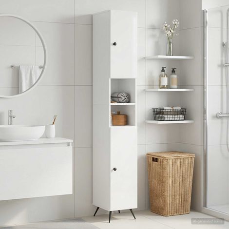 vidaXL Armario de Baño con Estante Abierto BREDA Blanco Brillante (1/5)