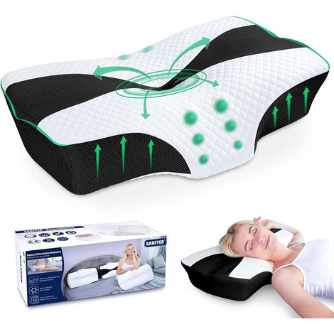 Orthopädisches Nackenkissen Memory Foam Schwarz Ergonomisch (1/5)