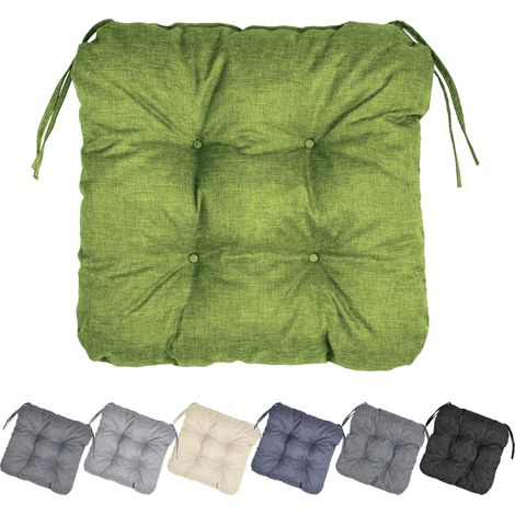 Garronda Coussin de Chaise Extérieur Imperméable 40x40 cm Carré Galette de Chaise Épais Coussin Chaise Jardin Résistant UV Terrasse Balcon Cuisine Salle à Manger avec Cordons GD-0221 Vert (1/5)