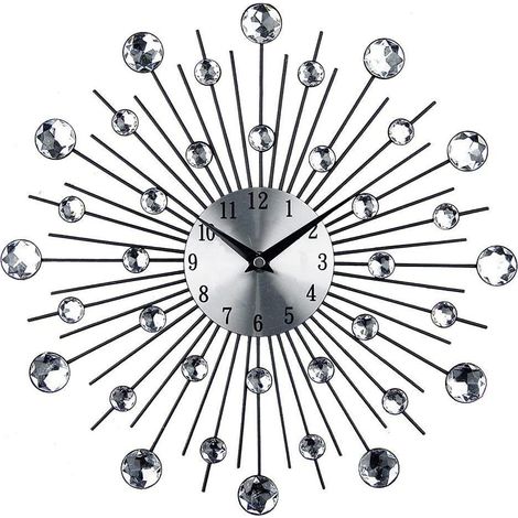Reloj de Pared 539312 Metal 30cm con Bolas de Cristal Decoración Hogar