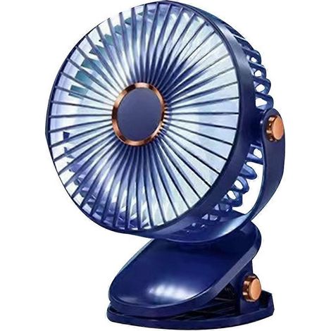 15 cm (6 Zoll) großer Clip-Ventilator, 2400 mAh, USB-aufladbar, leistungsstark und leise, praktischer Mini-Tischventilator, Blau (1/5)