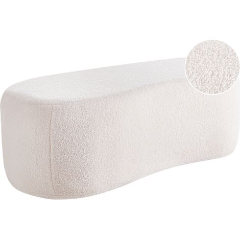 Puf moderno reposapiés tapizado de bouclé decorativo estampado liso blanco crema Bayard (1/5)