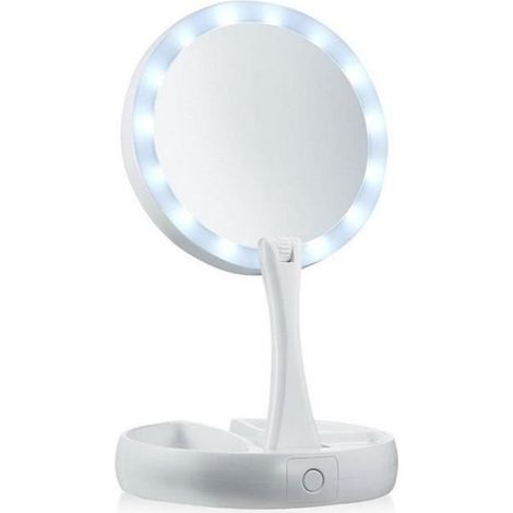 Mon miroir escamotable le miroir de vanité double face éclairé 10x Grossissement (1/4)