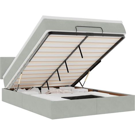 Maison Exclusive - Ottoman-Bett mit Matratze & LEDs Hellgrau 140x
