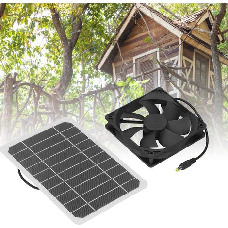 Ventilateur Solaire 6W avec Panneau et Ventilateur de Refroidissement pour Maison de Poules ou Animaux (1/5)