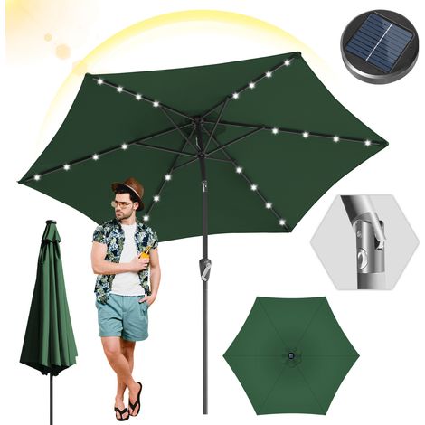 TolleTour Sonnenschirm 2,7 m mit LED-Beleuchtung – Balkonschirm für Garten & Terrasse, grün