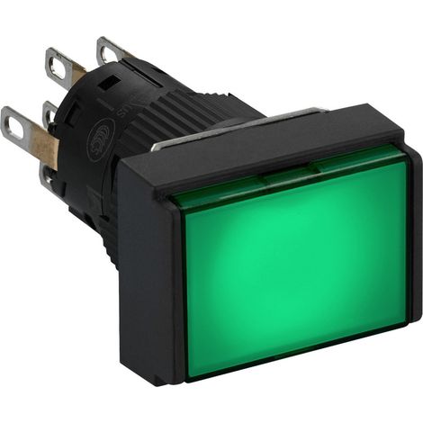 Bouton poussoir lumineux Harmony XB6 d.16mm à impulsion affleurant 2OF 24V vert SCHNEIDER XB6EDW3B2P (1/4)
