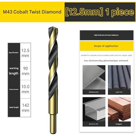 HSS-Kobalt-Spiralbohrer, zylindrischer Schaft, 90 mm Schnittlänge, 142 mm Gesamtlänge, Hochleistungs-Metallbohrer für Edelstahl, professionelles Werkzeug, präzise und langlebig (1/4)