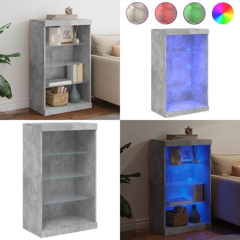 Sideboard mit LED-Leuchten Betongrau 60,5x37x100 cm - Sideboard - Wohnzimmermöbel - TV-Schreibtisch - Regal - Holzschrank - Home & Living