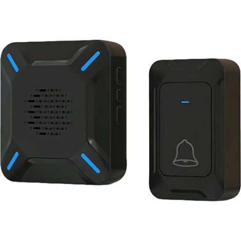 IP68 wasserdichte, kabellose Außentürklingel. Großer, lauter Lautsprecher. LED-Anzeige. 300 m Reichweite. 5 einstellbare Lautstärkestufen. 58 Klingeltöne (Schwarz). (1/4)