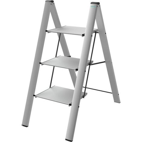Colombo Leonardo Sgabello Scala Pieghevole 3 Gradini Alluminio Anodizzato 150 Kg EN14183 Made in Italy colore Nero