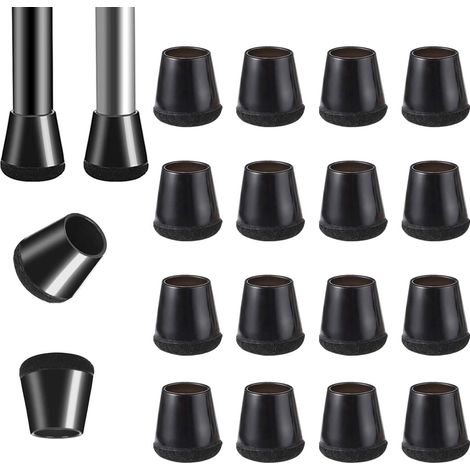 16 Protections Pied Chaise Silicone Noir Tampon Feutré 15-21mm Anti-Bruit (1/5)