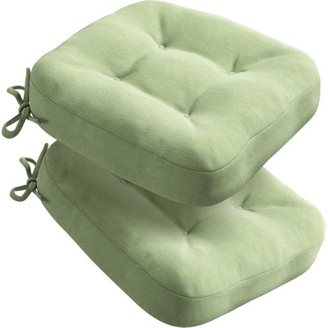 Lot de 2 coussins d'assise - 40 x 40 x 8 cm - Épais et confortables - Avec housse imperméable - Lavables et antidérapants - Pour chaise, extérieur et chaise de jardin - Vert sauge