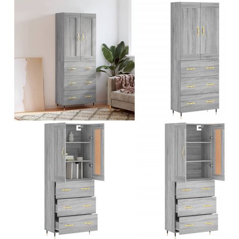 Highboard Grau Sonoma 69,5x34x180 cm Holzwerkstoff - Holzwerkstoff - Schrank (1/5)