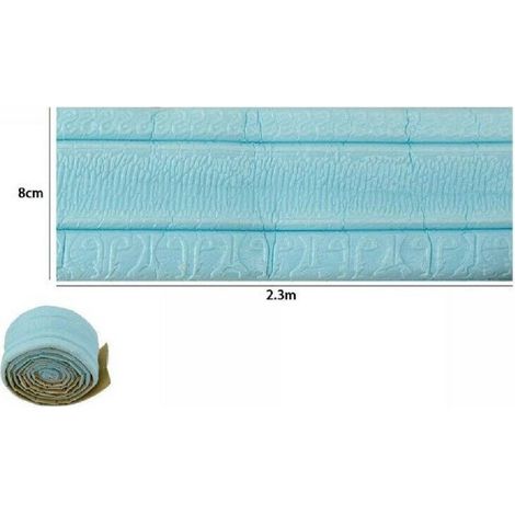TrAdE Shop Traesio - Rotolo Carta Adesiva Per Parati Mobili Greca Stampa 3d Azzurra 8cm X 2.3mt 69218 -