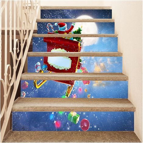 Pegatinas navideñas autoadhesivas 3D para escaleras, vinilos decorativos navideños autoadhesivos de PVC para decoración del hogar - Juego de 6 piezas (1/5)