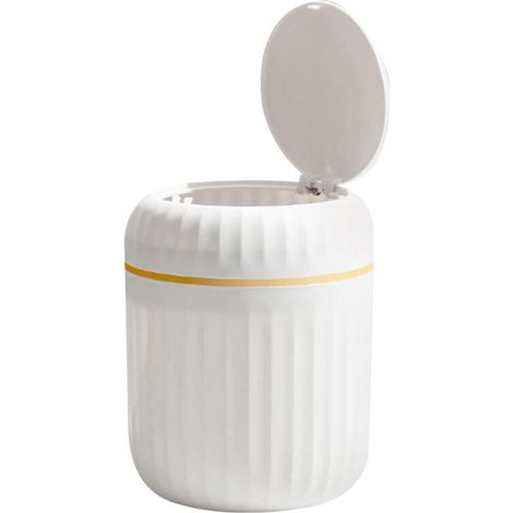 Small Tabletop Trash Can, 16x13cm, Desk Wastebasket with Reusable Plastic Lid, for Kitchen, Dressing Tables, Bathrooms (1/5)