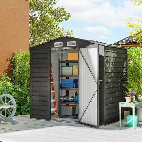 Abri de Jardin 2.27 m² gants inclus porte verrouillable ventilations acier galvanisé 190 x 131 x 188 cm gris