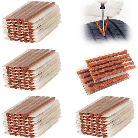 200 mèches de réparation de pneus marron de 10 cm (4 pouces), mèches de réparation de pneus pour outils automobiles, mèches de réparation de pneus robustes pour pneus sans chambre à air (1/5)