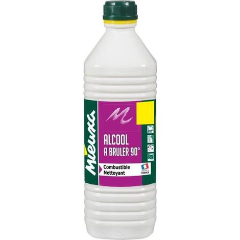 Alcool à brûler 90° 1L – Détachant pour taches courantes – Nettoyant pour vitres et miroirs – Combustible pour réchauds et lampes à alcool – Mieuxa
