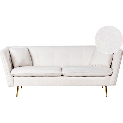 Sofa 3 Seater FREDERICA Boucle Off-White (1/5)