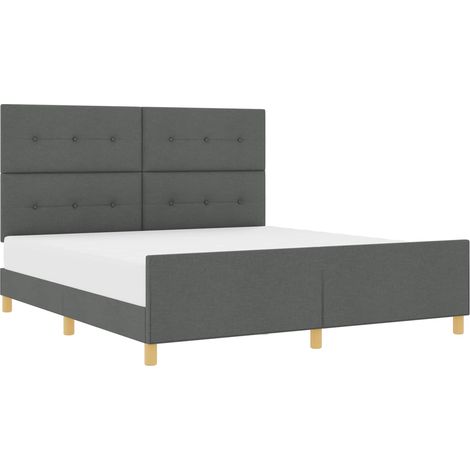Bed Frame with Headboard Dark grey 180 x 200 cm Fabric vidaXL (1/5)