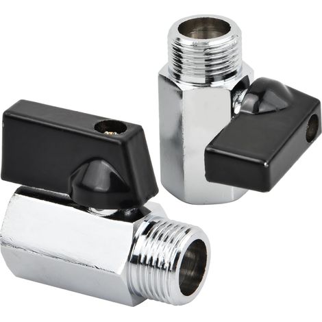 2 Pièces Mini Vanne Arret, 1/2" en Laiton, Mini Robinet à Boisseau Sphérique, Robinets à Boisseau Sphérique, pour Réservoirs, Vanne Externe, Raccordements D'Eau, 1/2 "BSP Femelle x Femelle (1/5)