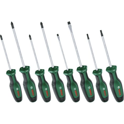 Bosch Schraubendreher-Set (Schraubenzieher- Satz, erstklassiger S2-Stahl, Softgrip, magnetische Spitze, 8-teilig)