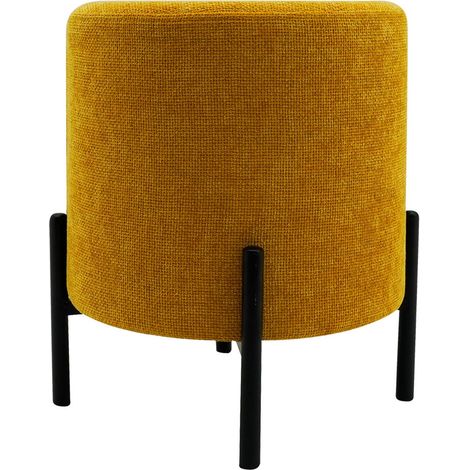Pouf Rebecca Mobili Cerro 43,5x38x38 Tessuto Poliestere Acciaio Giallo Nero Moderno