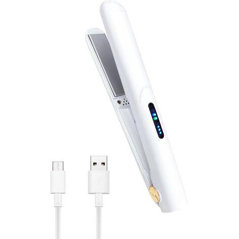 Lisseur à cheveux sans fil pour franges, fer à friser mini rechargeable pour cheveux courts, fer plat portable à plaques céramiques fixes, batterie USB 2600mAh, pour voyage (1/5)