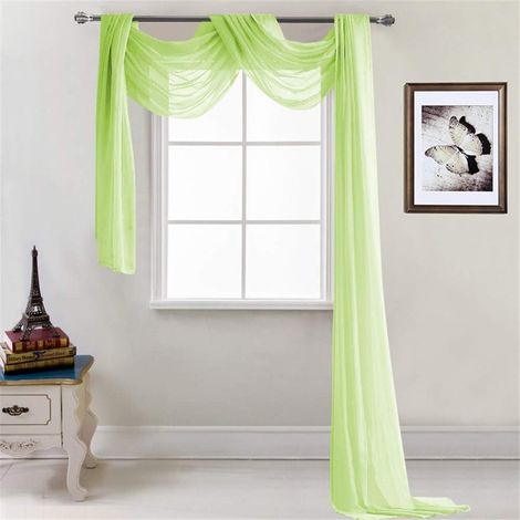 Rideau transversal transparent en voile uni, décoration à la main pour chambre, salon, mariage – 52 x 216 cm, vert–DELKEVIC