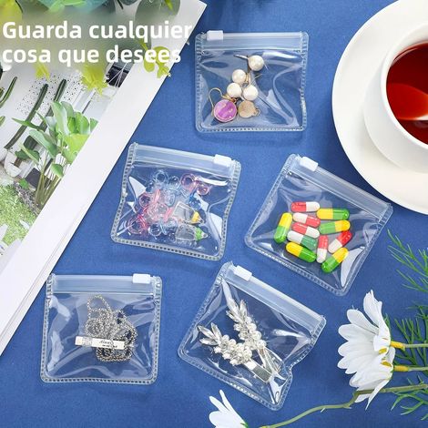 Sac de rangement transparent réutilisable en PVC, résistant à l'humidité et à la poussière, pour médicaments et bijoux, facile à transporter, 5 pièces (1/4)