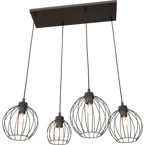 Suspension loft noire 4 globes métal E27 Nando Emibig (1/5)