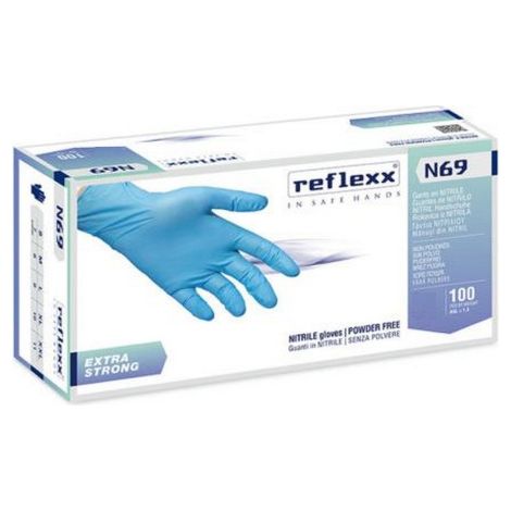 Reflexx N69 Nitrilhandschuhe ohne Puder 100% latexfrei 7gr Kat. 3 100 Stück S