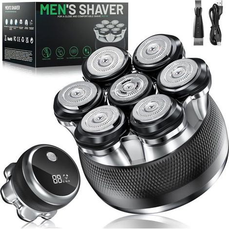 Rasoir Tete Chauve Homme, 7D Flexible Rasoir Avec 2 Vitesses Réglables, Tondeuse Crane Chauve Sec & Humide, Longue Durée De (1/5)