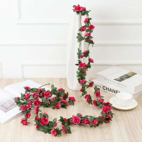 1 Guirlande, 240cm, 9 fleurs, 57 feuilles, décoration mariage, maison, jardin (1/4)