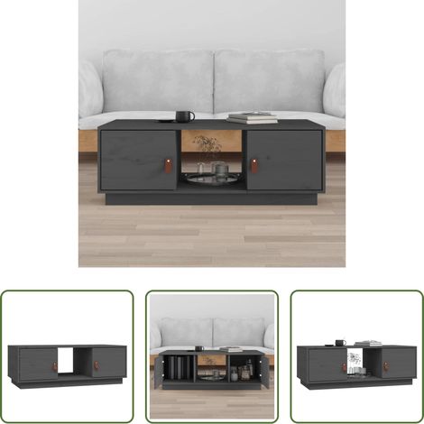 Kiefer Holz - Couchtisch Grau 100x50x35 cm Massivholz Kiefer (1/5)