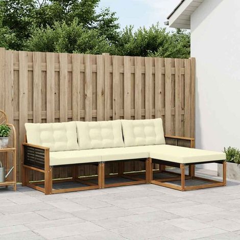 vidaXL Outdoor-Sofagarnitur 4 Stk. Natur und Creme (1/5)