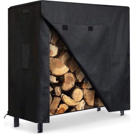Housse imperméable pour étagère à bois de chauffage, housse robuste en tissu Oxford 210D, imperméable et protection contre les intempéries pour rangement extérieur des bûches,48x24x42inch (1/4)