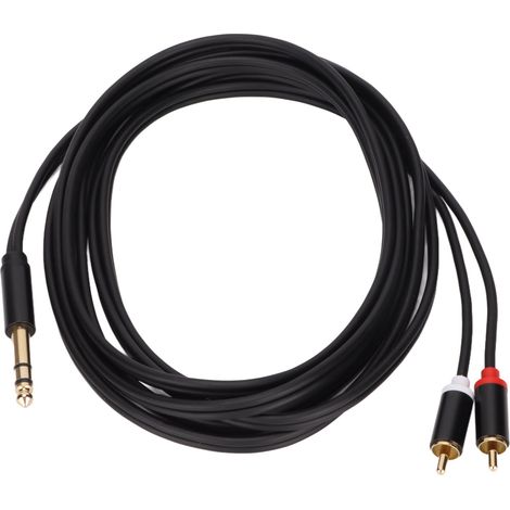 Câble audio 6,35mm vers 2 RCA mâle, doré, adaptateur stéréo Y, 3 mètres (1/5)