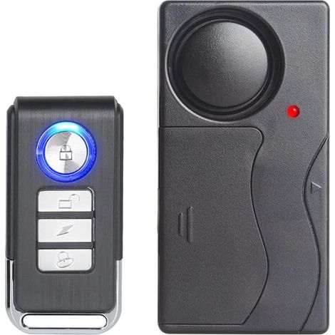 Drahtloser Diebstahlalarm mit Bewegungsmelder und Sirene für Fahrrad, Motorrad, Roller, Tür, Fenster, Fahrzeug (110 dB) mit Fernbedienung
